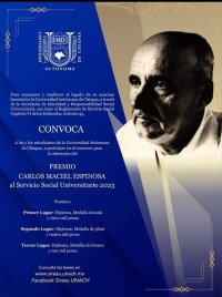 CONVOCATORIA AL PREMIO DE SERVICIO SOCIAL: "Carlos Maciel Espinosa 2023".